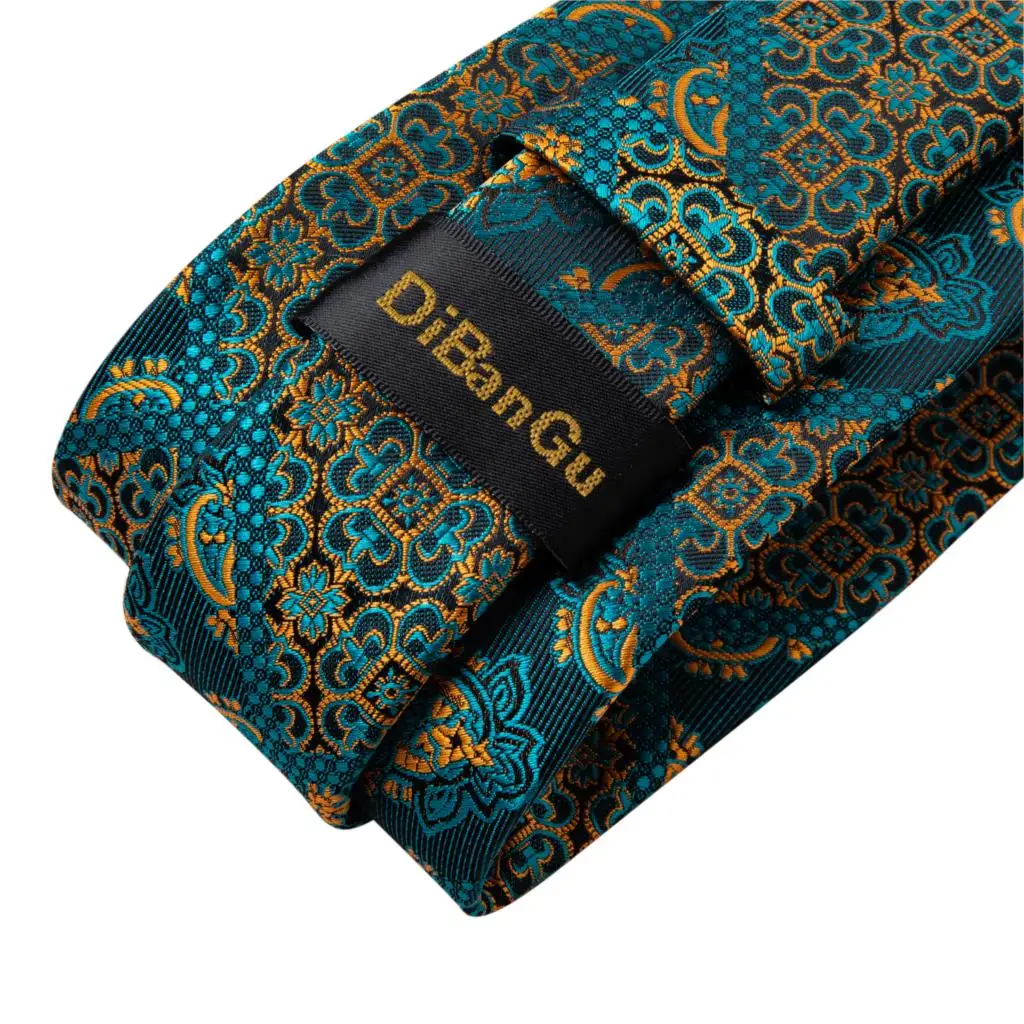 Мужской галстук зеленый золотой Пейсли качественный Свадебный для мужчин