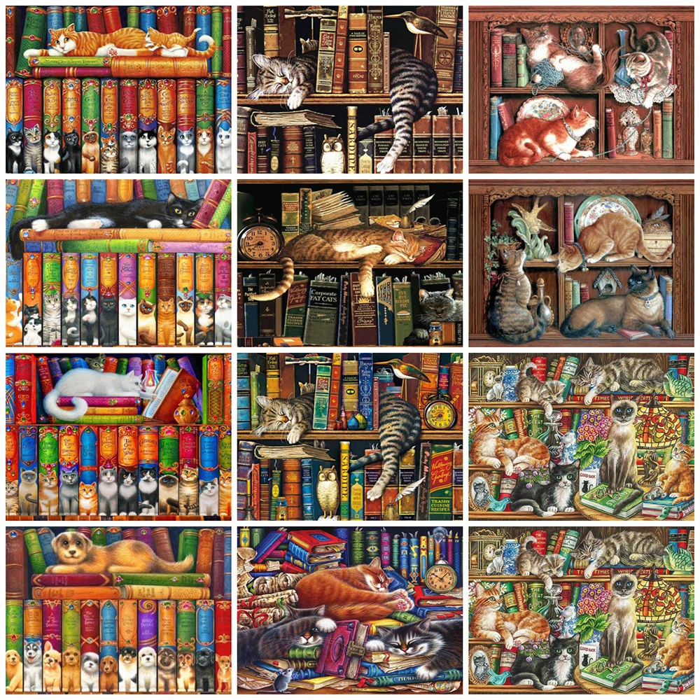 

5D DIY Diamond Embroidery Animal Mosaic Kits Diamond Painting Full Square Drill Cat Cross Stitch Book Rhinestones Art