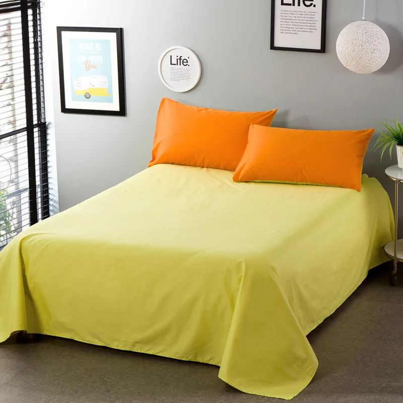 11 light yellow Хлопок, чистый цвет, плоский лист для детей и взрослых, односпальная двуспальная кровать, плоское постельное белье(без наволочки) XF656 - Цвет: 11 light yellow