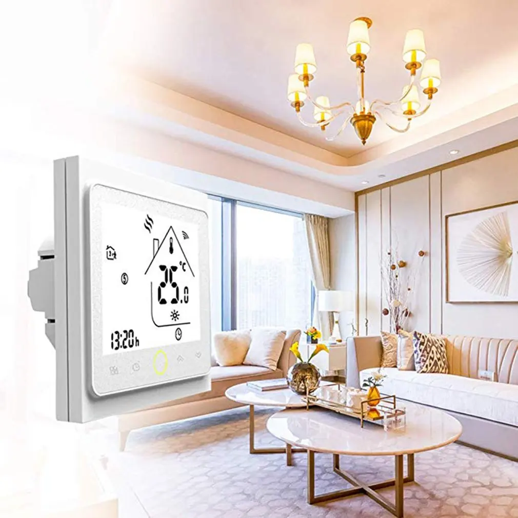 

WiFi 3A Programmable Thermostat For Individual heating of Gas / Water boilers Works with Alexa / Google Home Dry contact