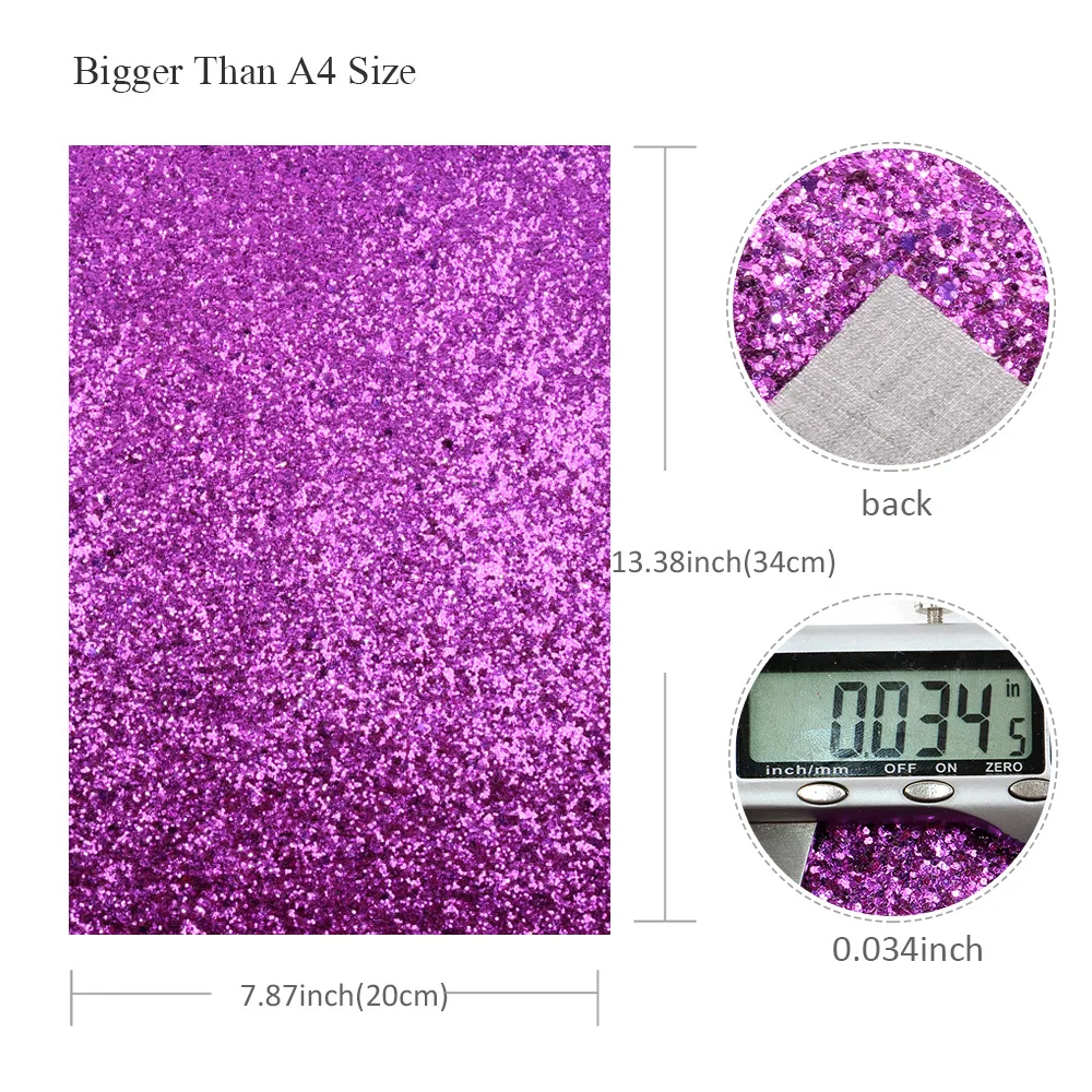 

Purple Color Leather Suit 8 Pieces/set 20*34cm Artificial Leather Faux Leather Earrings Chunky Glitter Fabric for Bow Materials