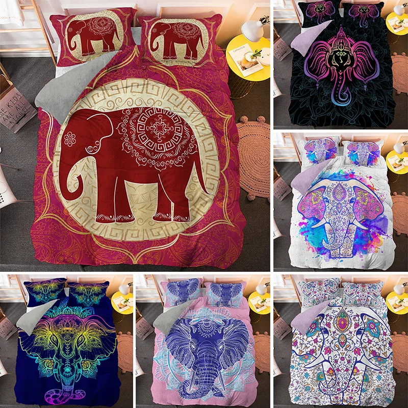 Милые животные постельные принадлежности набор пододеяльник богемный слон