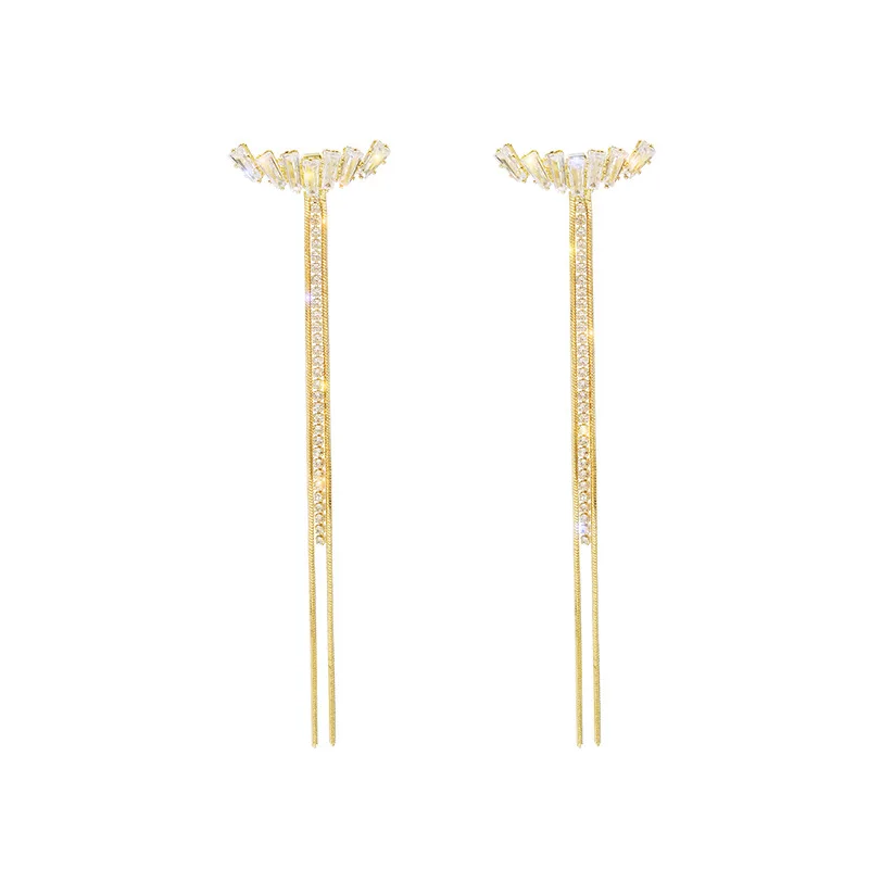 

Crystal Earrings For Women Long Tassel Earings Banquet Statement Earring Kolczyki Pendientes 2021 Oorbellen Cute Jewelry