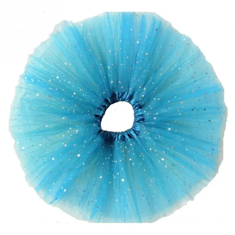 

Children Children Toddler Girl Three Layers Pleated Tutu Skirt Solid Color Glitter Star Sequins Ballet Dance Costume Satin Edge