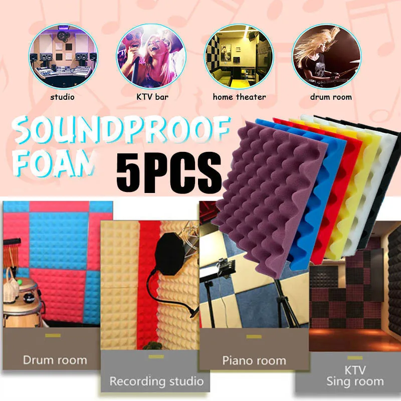 

5PCS Crest Egg Sound-absorbing Cotton Soundproof Cotton Shed KTV Piano Drum Room Classroom Wall Silencer Sponge 25x25x4cm