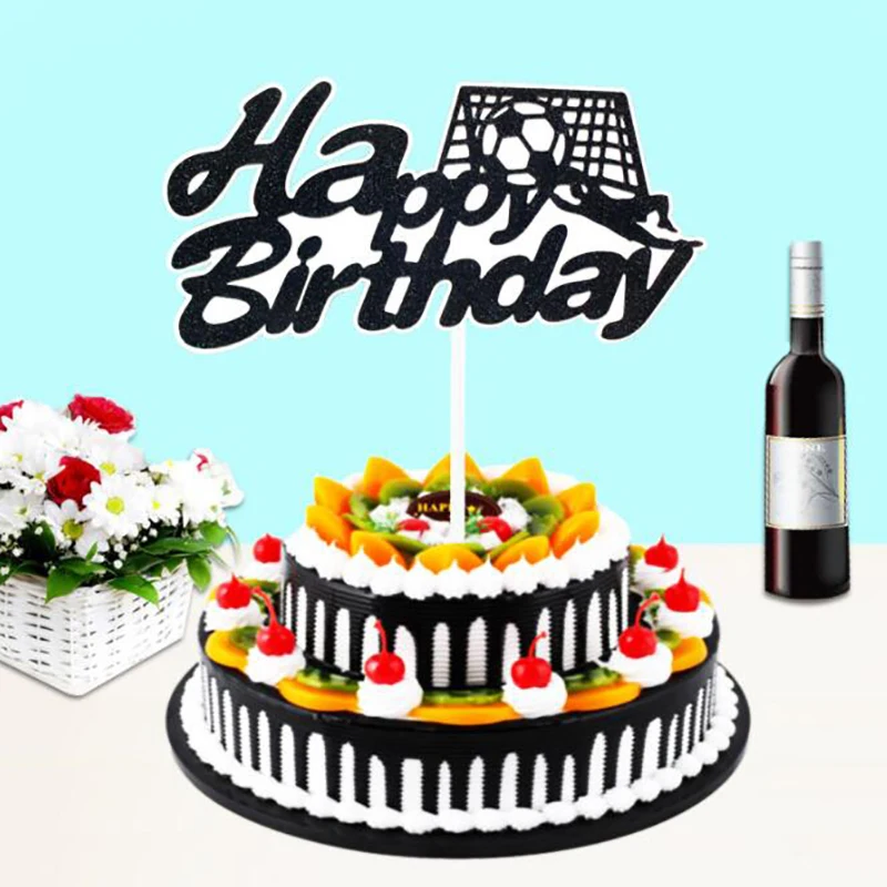 Basketball Football Theme Party Cupcake Topper Happy Birthday Cake Topper Flage For Kids Boy Birthday Party Cake Decors Supplies