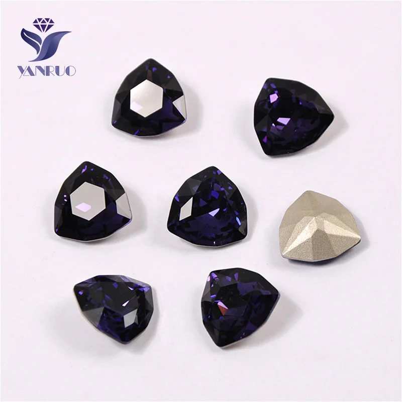 Purple Velvet Yanruo 4706 Trilliant Стеклянные Камни DIY Strass острый задний кристалл для нашивки Стразы все для шитья аксессуары - Цвет: Purple Velvet