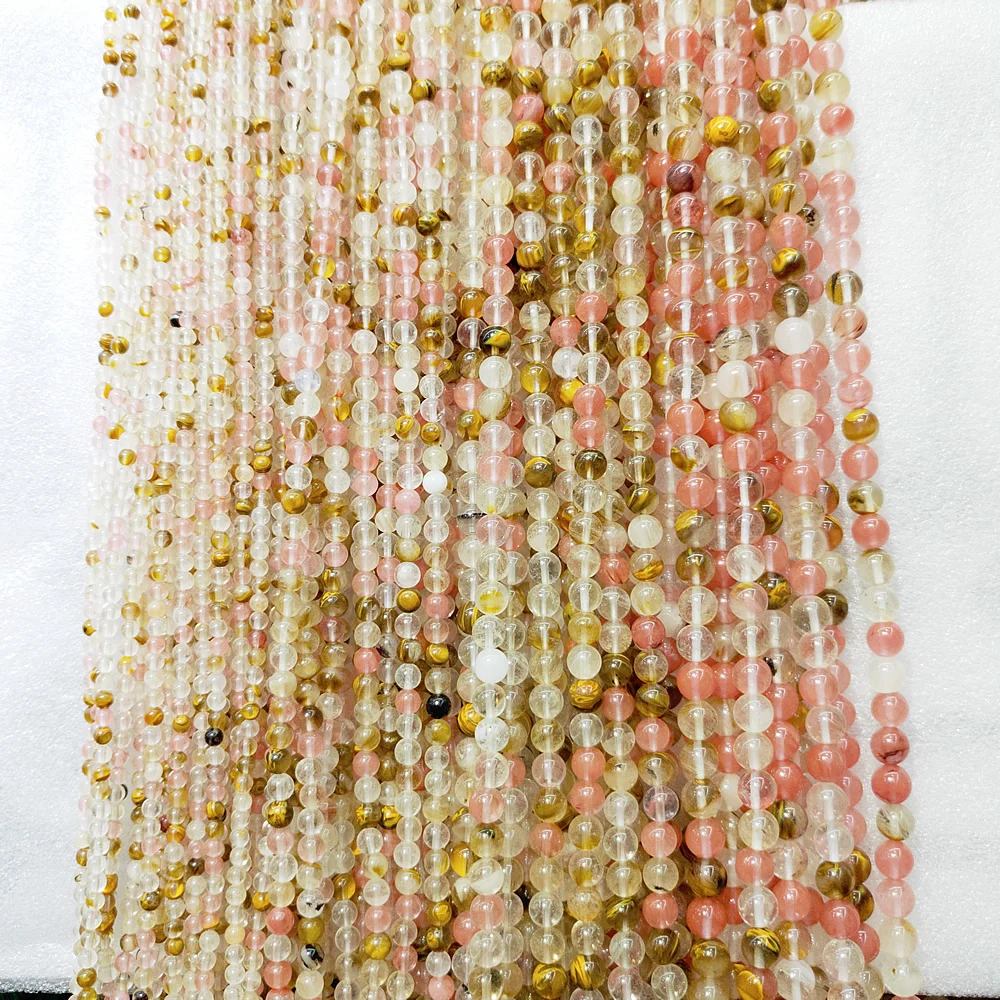 

Natural Watermelon Skin Loose Beads Semi-Finished Watermelon Skin Beads 4-12mm Jewelry Necklace DIY Bracelet Accessories 39cm