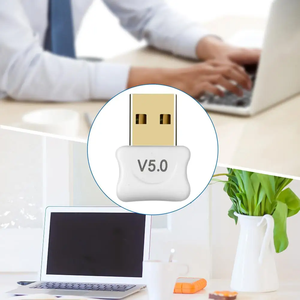 USB-адаптер Bluetooth 5 0 для ПК настольного ноутбука Поддержка Windows 7/8/8.1/10/Vista/XP низкая