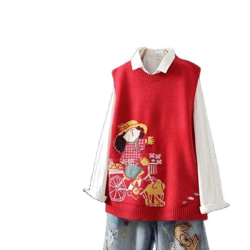 Женский трикотажный жилет с круглым вырезом без рукавов | Женская одежда