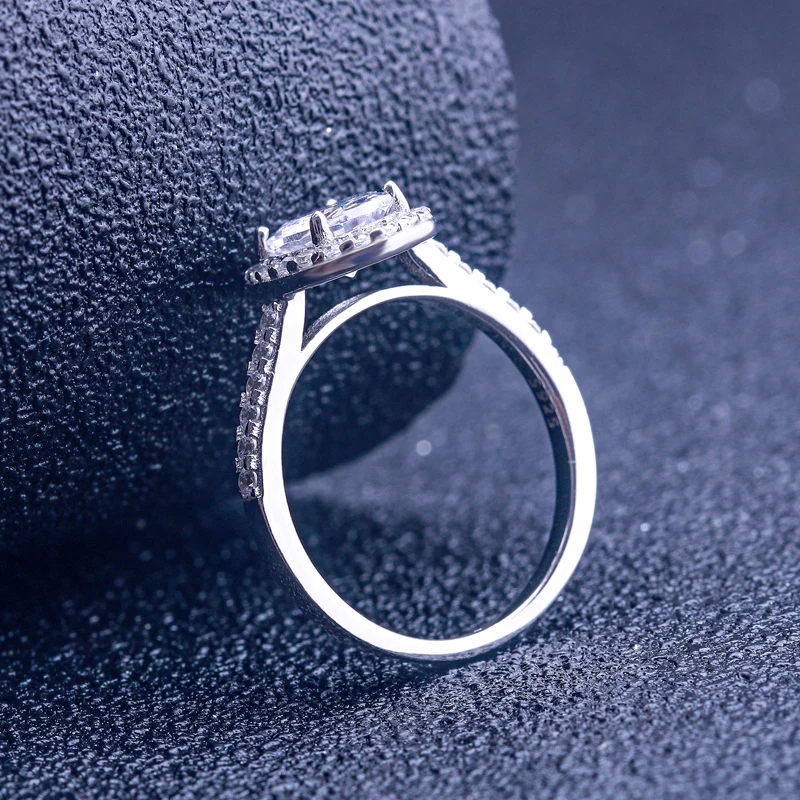 

SL Classic Halo Wedding Women Ring White Zirconia Real Sterling Silver 925 Lady Rings Engagement Gift