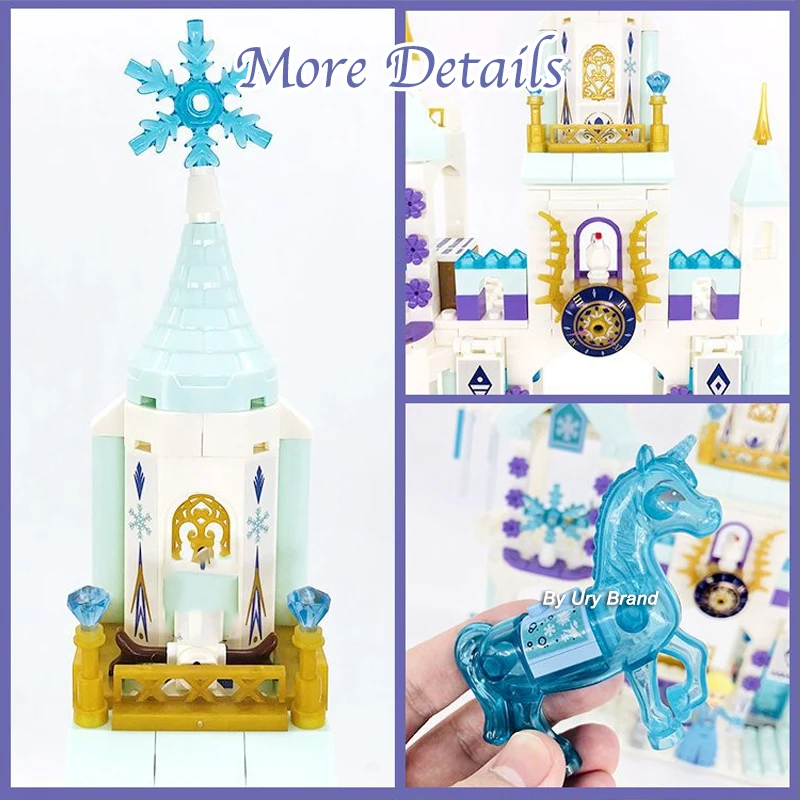 

Girls Friends Princess's Ice Playground Castle House Set Movies Horse Dolls DIY Building Blocks Toys For Kid's Creative Gifts