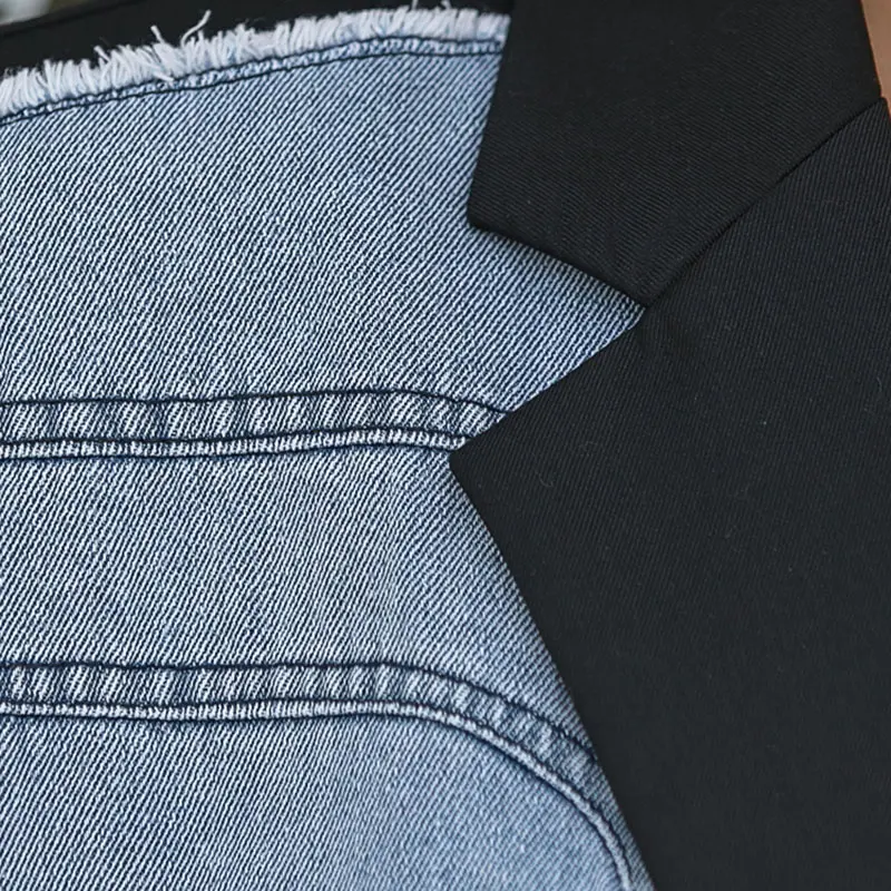 

XITAO Patchwork Vest Women Fashion New Women Fashion Denim Stitching Design Single Breast 2021 Minority Loose Vest WMD2689