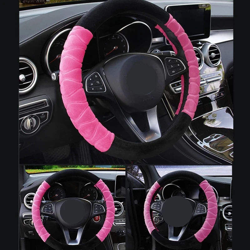 

Plush Car Steering Wheel Cover Heart Speech Dynamic Fashion Winter Car Steering Wheel Cover Cold Warm Plush Handle Cover