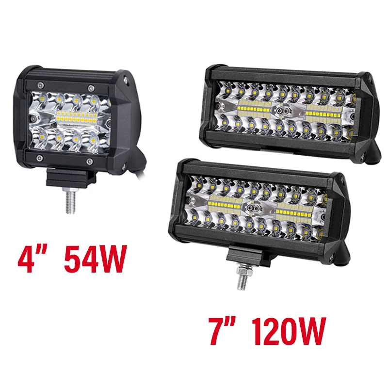 

4" 7" 54W 120W Combo LED Fog Lights for Cars 12V 24V LED Work Light Bar for Offroad Tractor Truck 4x4 SUV LED Lightbar