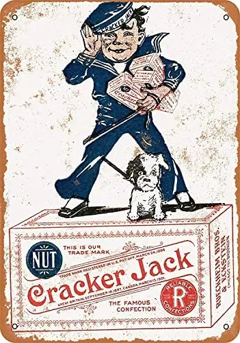 

8 x 12 Tin Metal Sign - Vintage Look 1918 Cracker Jack Candy Bar Cafe Home Wall Art Deco 2