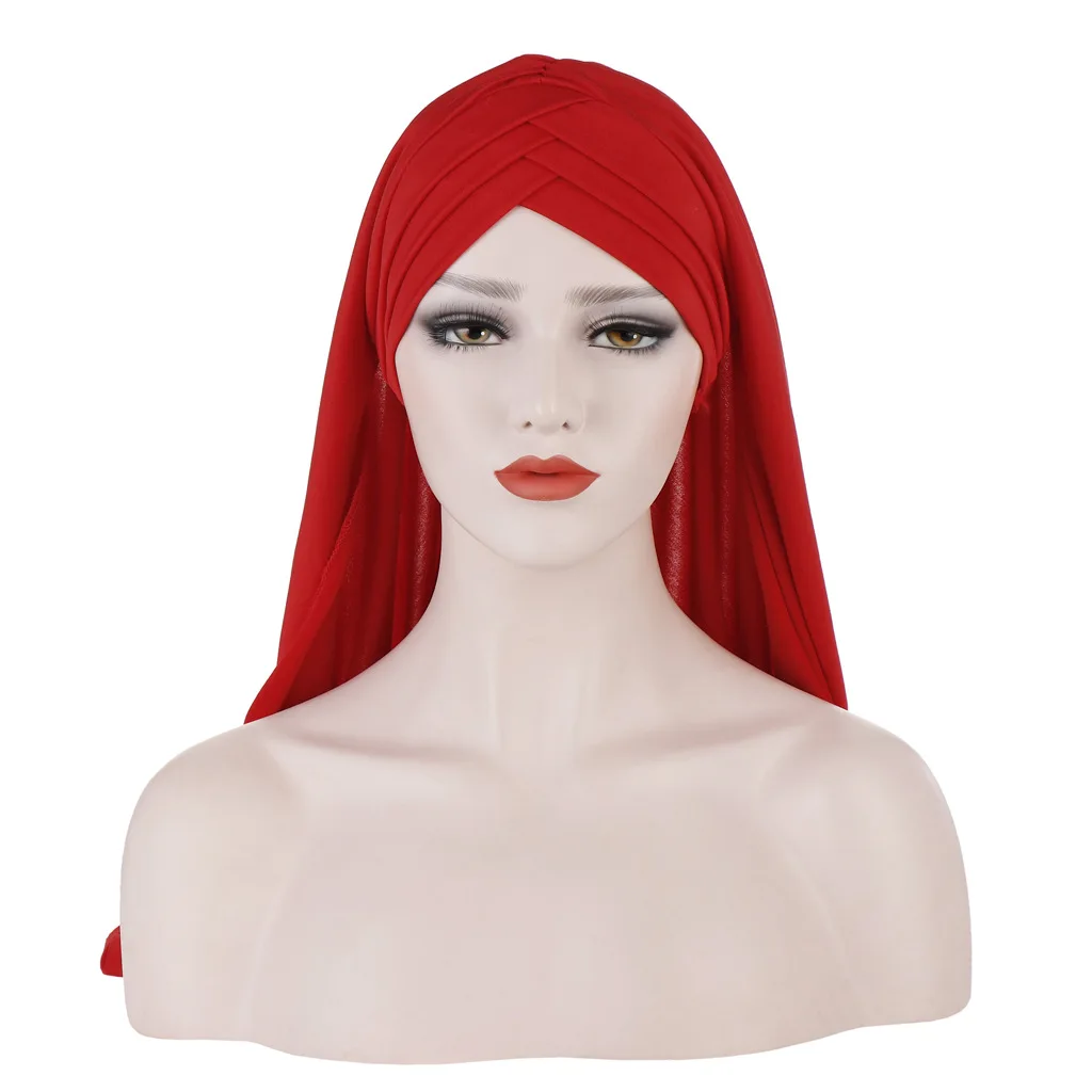 

Women Bubble Cross Jersey Scarf Soft Plain Cotton Instant Hijab Shawls and Wraps Femme Muslim Hijabs Ready To Wear Headscarf