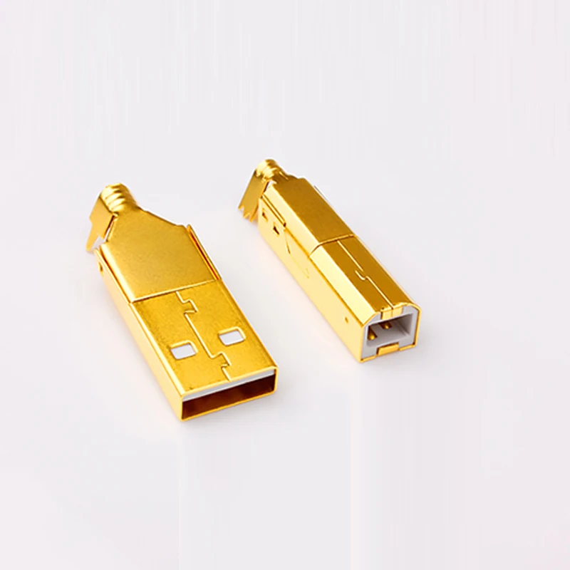 

set Phosphor bronze USB A to B Soldering Adapter Plug 24k 3U Gold Plated Hifi For Diy USB cable
