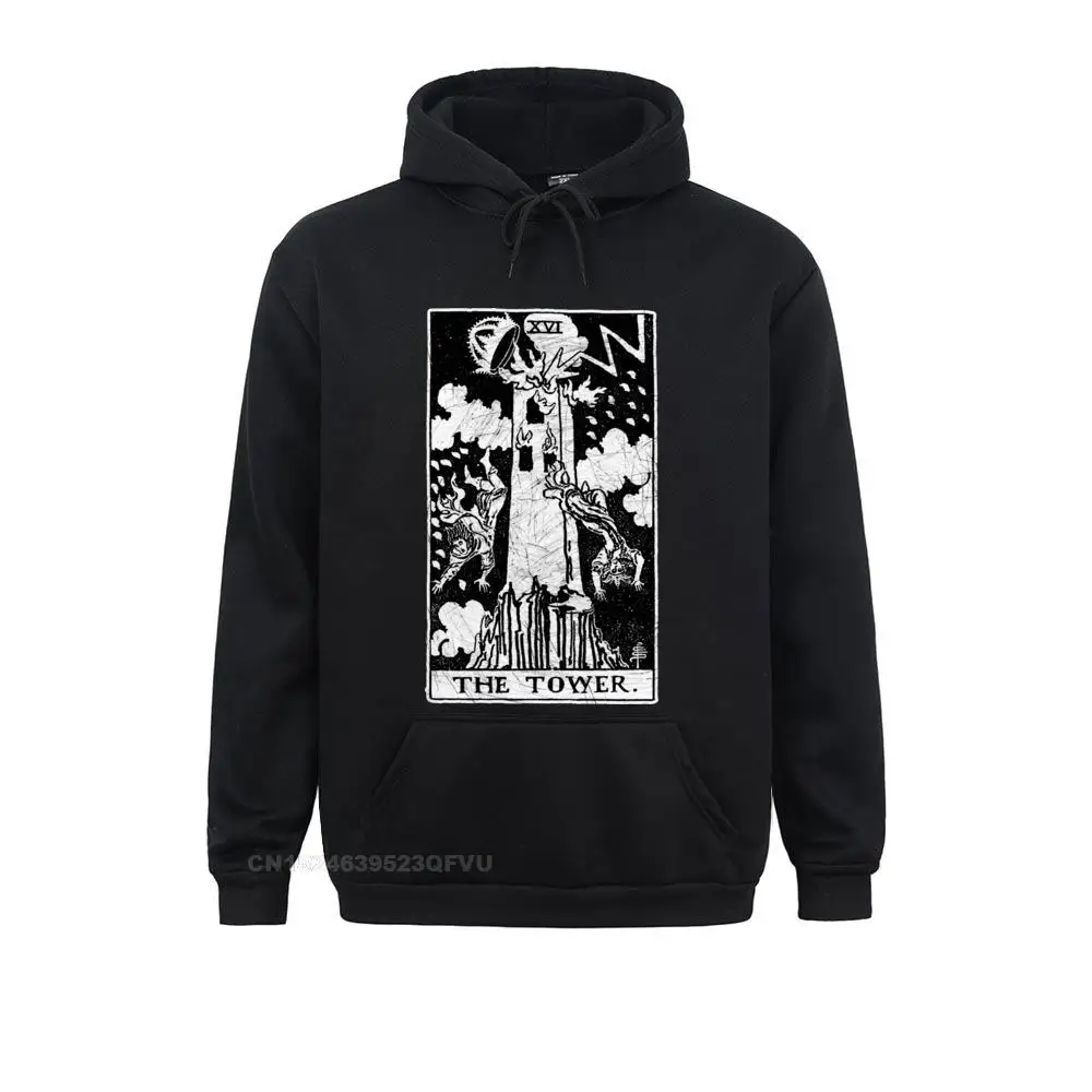 Men's Hoodie The Tower Tarot Card Major Arcana Fortune Telling Occult Vintage Cotton Pullover Hoodie Pullover Hoodie Gift Idea
