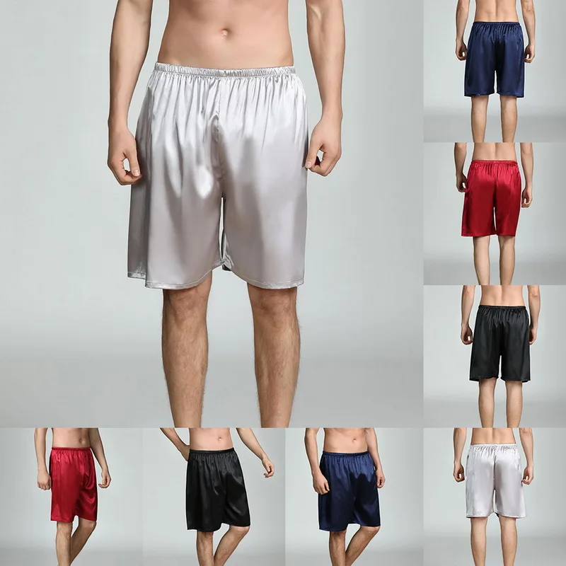 Летние штаны для сна Мужская одежда шорты удобные шелковые атласные дома мягкая