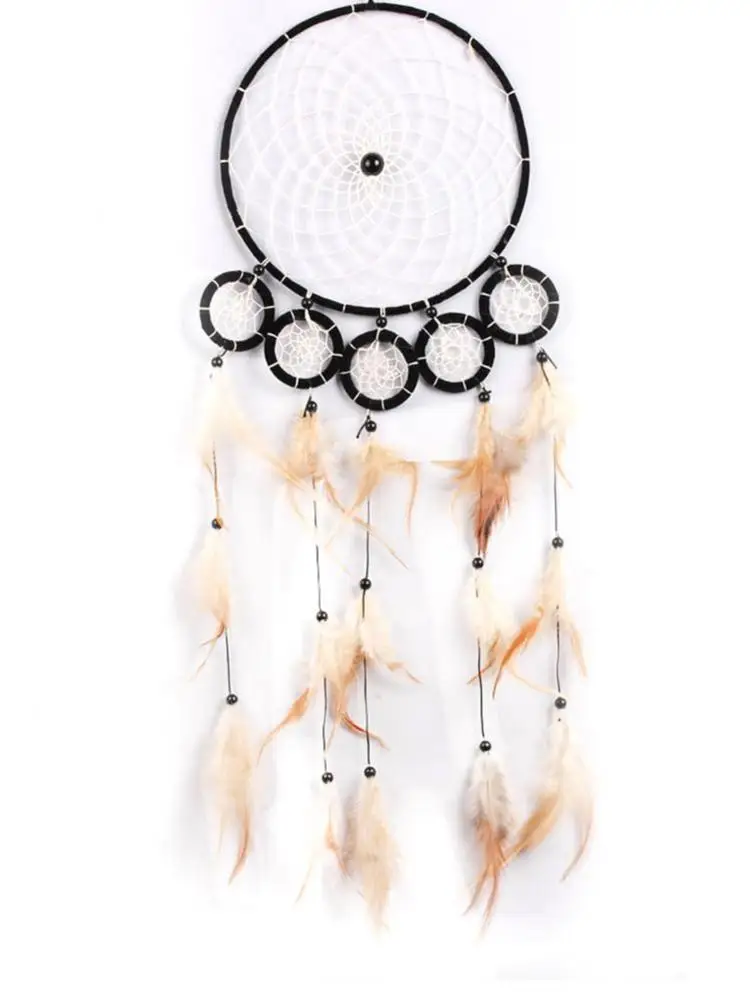 

Home Furnishing New Products Online Creative Gift Dream Catcher Feather Pendant Home Furnishing Six Rings Pendant 20*75Cm