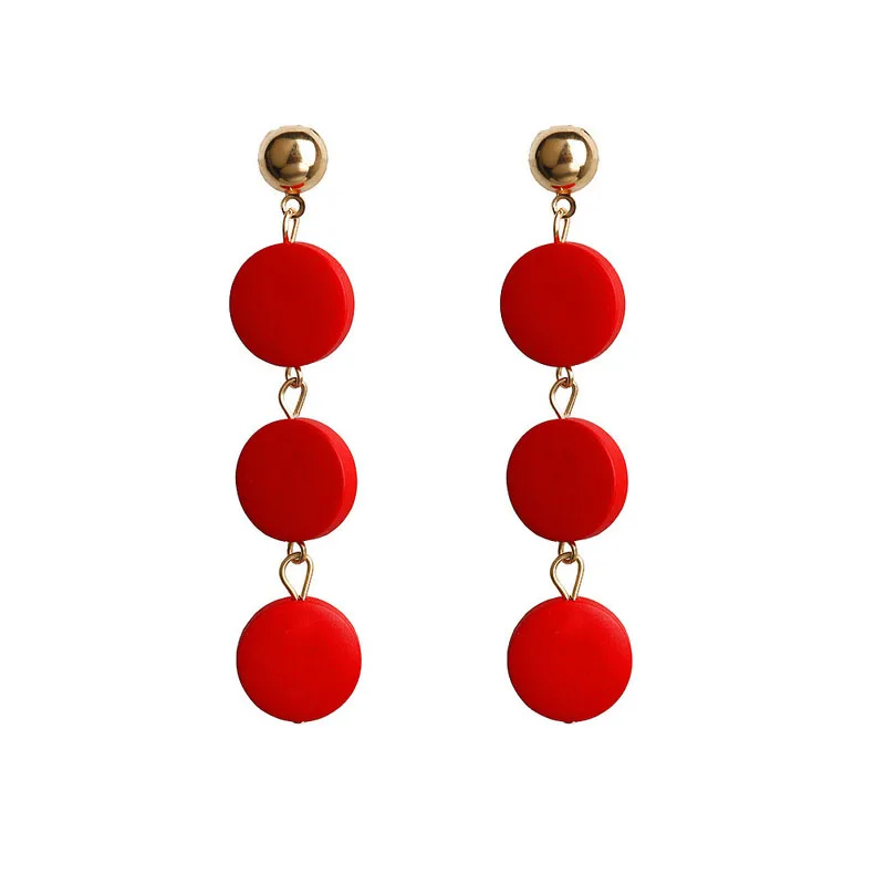 New Fashion Leaf Heart Flower Geometric Red Wooden Earrings Boho Vintage Long Tassel Drop Women Girl Gifts Jewelry |