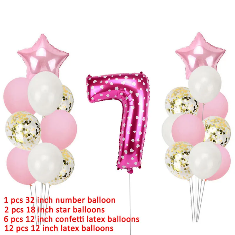 Шары из фольги с цифрой 7 лет украшения для вечеринки в честь Дня Рождения семь