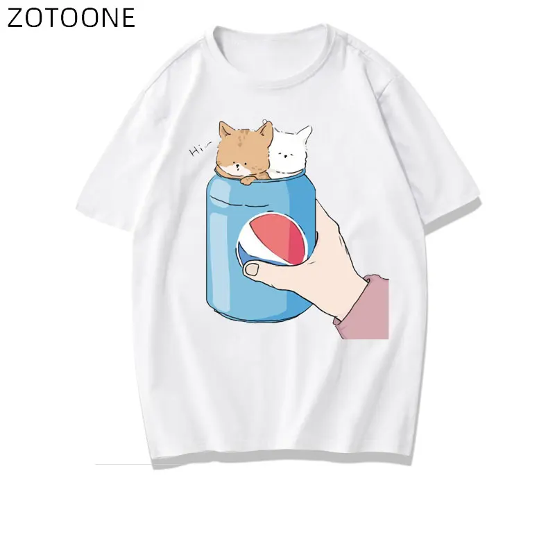 ZOTOONE Cartoon Cola Cat Patches for Clothes Iron on Heat Transfer Big Patch Kids Diy Printed Application Thermo Stickers D | Дом и сад