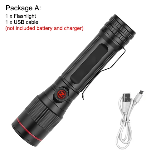 Package A Многофункциональный тактический фонарь 18650 OSRAM P8 светодиодный фонарик с тремя режимами зарядки usb масштабируемый светодиодный перезаряжаемый фонарик - Испускаемый цвет: Package A