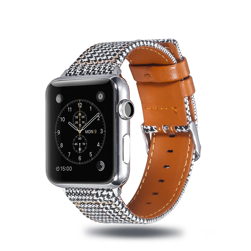 Холщовый ремешок для часов для Apple Watch 38 мм 42 мм 40 мм 44 мм нейлоновый кожаный ремешок для часов браслет для iWatch Series 5/4/3/2/1