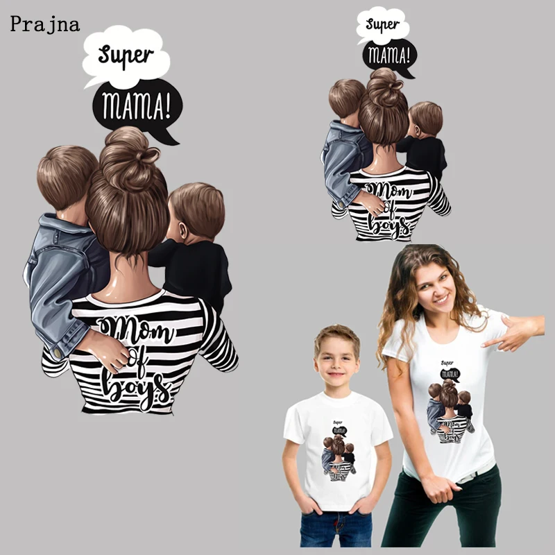 Prajna супер мама мальчик термопереводные наклейки на одежду аппликация