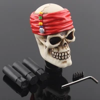 universal car manual pirate skull red scarf stick gear shift knob shifter for sedan coupe crossover wagon hatchback truck suv