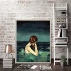Акварель девушка душ море холст живопись абстрактная стена искусство печать минимализм стена гостиная современный декоративный домашний декор