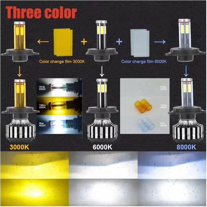 6 сторона чипов фар автомобиля Светодиодный Противотуманные фары 120 Вт 12000LM H7 H4 H1