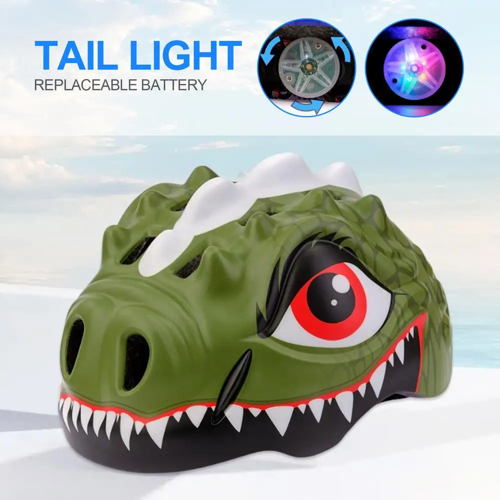 Dinosaur Bike Helmets For Kids Cute Cartoon Lightweight Adjustable Breathable Protective Skateboard H | Спорт и развлечения