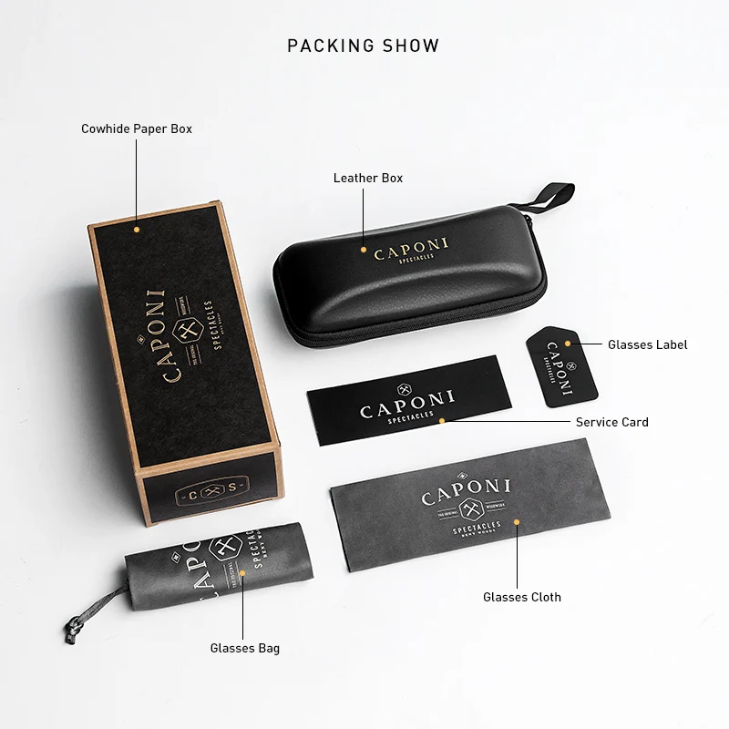 Мужские классические очки CAPONI квадратные из титана компьютерные оптические для