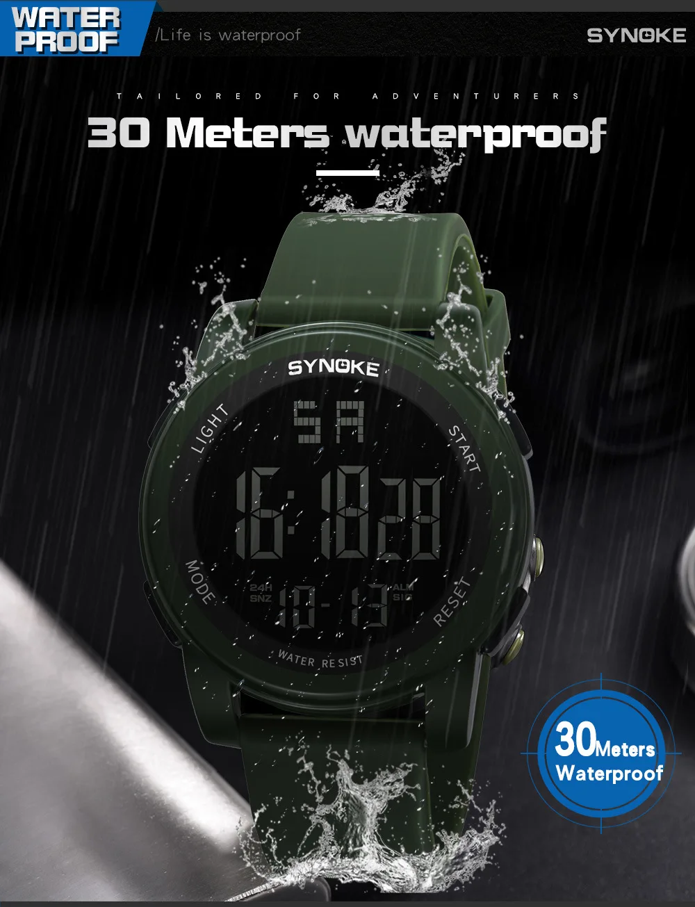 Hot Men Sport watches Multi Function Military Sports Watch LED Digital Dual Movement Rubber Wrist Watch