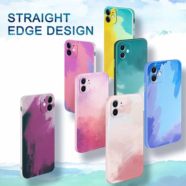 

Watercolor Painting Phone Case For iPhone 12 13 11 Pro Max X XR XS Max 7 8 6s Plus SE 2020 Shockproof Soft Silicone Back Cover