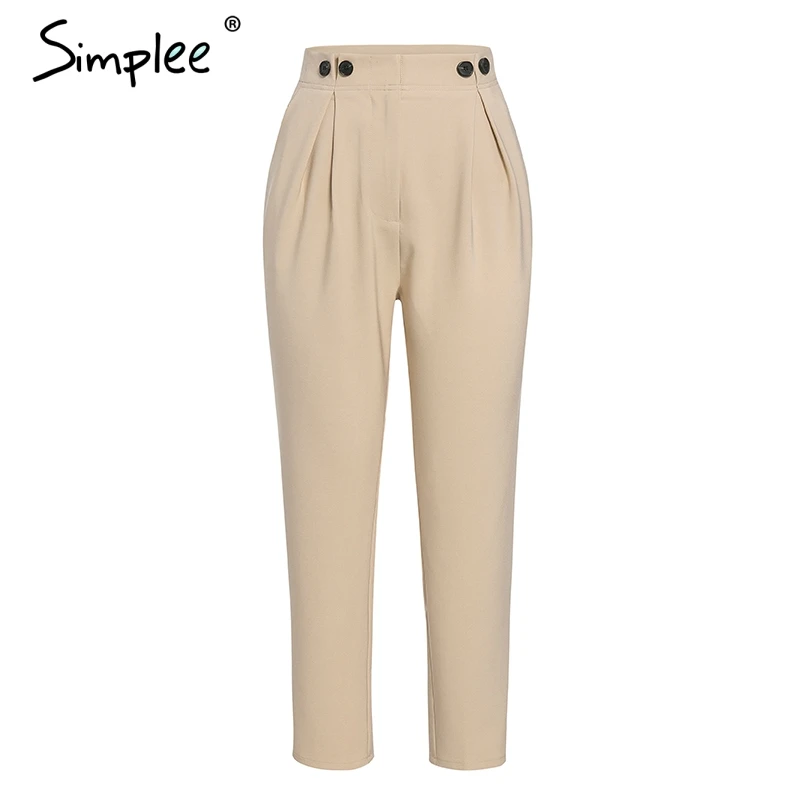 Simplee Solid повседневные женские брюки высокая талия офисные пиджак костюм