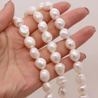 2pcswholesale natural freshwater pearl straight hole two sided light white beadsfor jewelry makingdiy necklace bracelet gift36cm