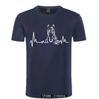 Футболка мужская свободного покроя с круглым вырезом, хлопковая рубашка с коротким рукавом, в японском стиле, с рисунком сердцебиения лошади, 2020