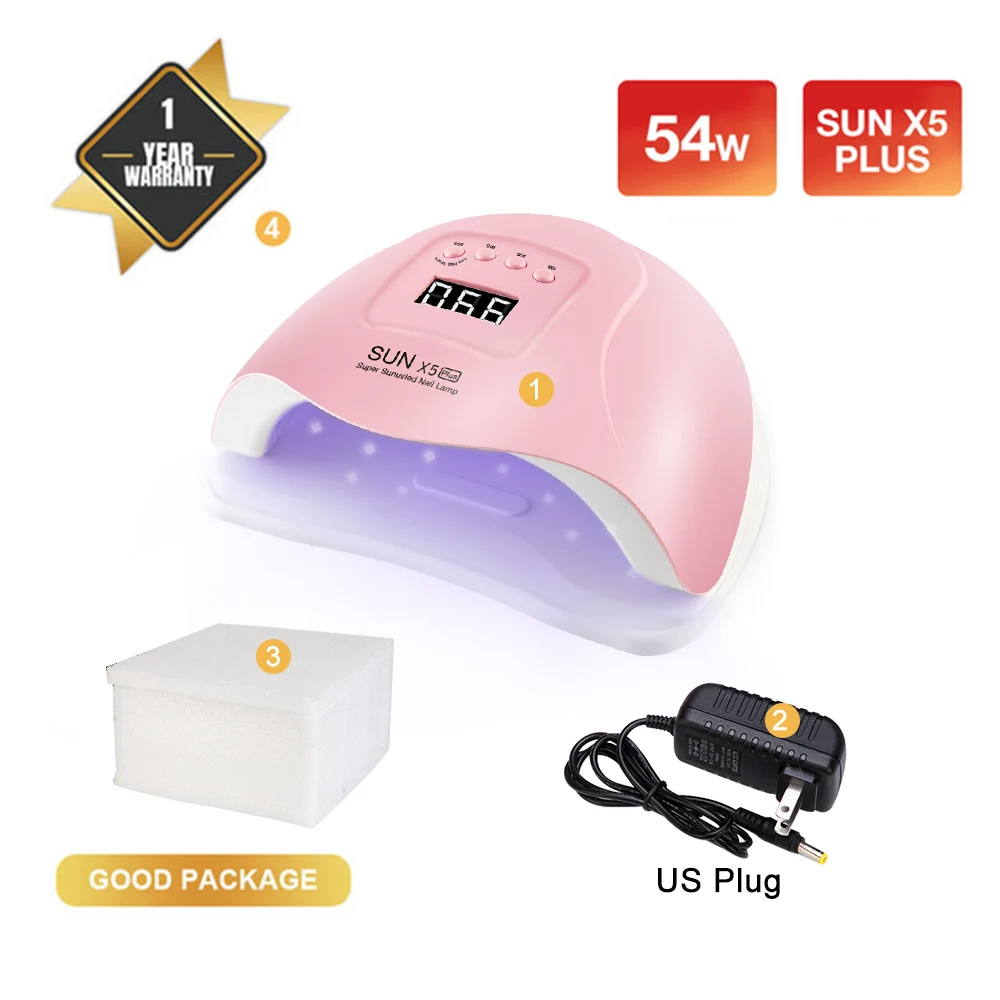 Pink Pearlcotton US Солнце 5 X плюс светодиодный светильник 36/54 Вт Сушилка для ногтей ЖК-дисплей Дисплей 36 светодиодный Сушилка для ногтей лампа для маникюра Гель-лак Авто Сенсор таймер УФ кабины - Цвет: Pink Pearlcotton US