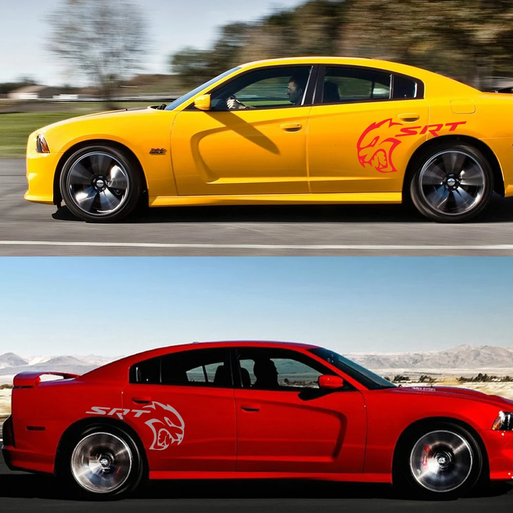 2 шт. наклейки для боковой двери автомобиля для Dodge Mopar Challenger Srt DIY Авто Виниловая пленка наклейки для стайлинга автомобиля аксессуары для тюнинга автомобиля