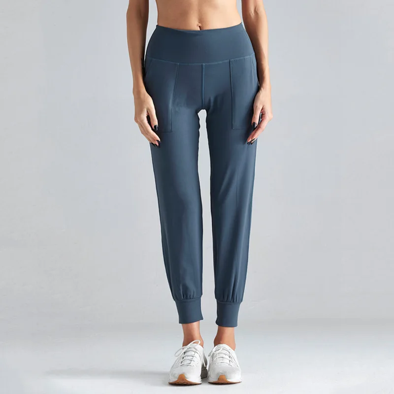 

NORMOV Women Pants 2020 High Waist Yoga Pant Solid Color Spandex Pants Running Push Up Clothes with Pocket