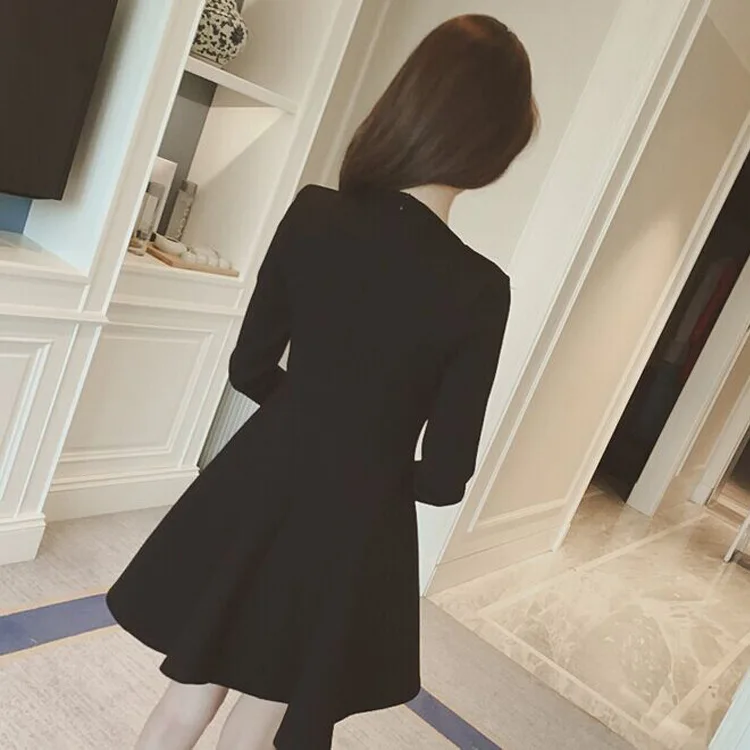 Облегающее черное платье хорошее осеннее Новое модное женское трапециевидной