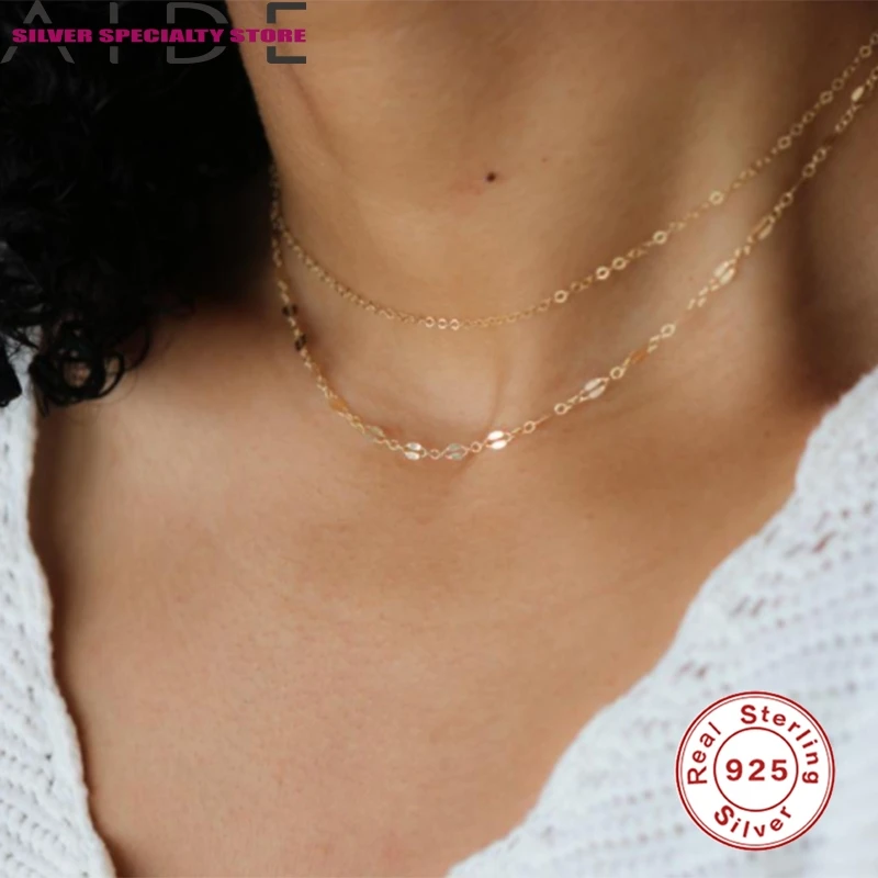 

AIDE Layered Clavicle Chain 925 Sterling Silver Necklace For Women 2020 Jewelry Chain Choker Necklace Collares Bijoux Collar