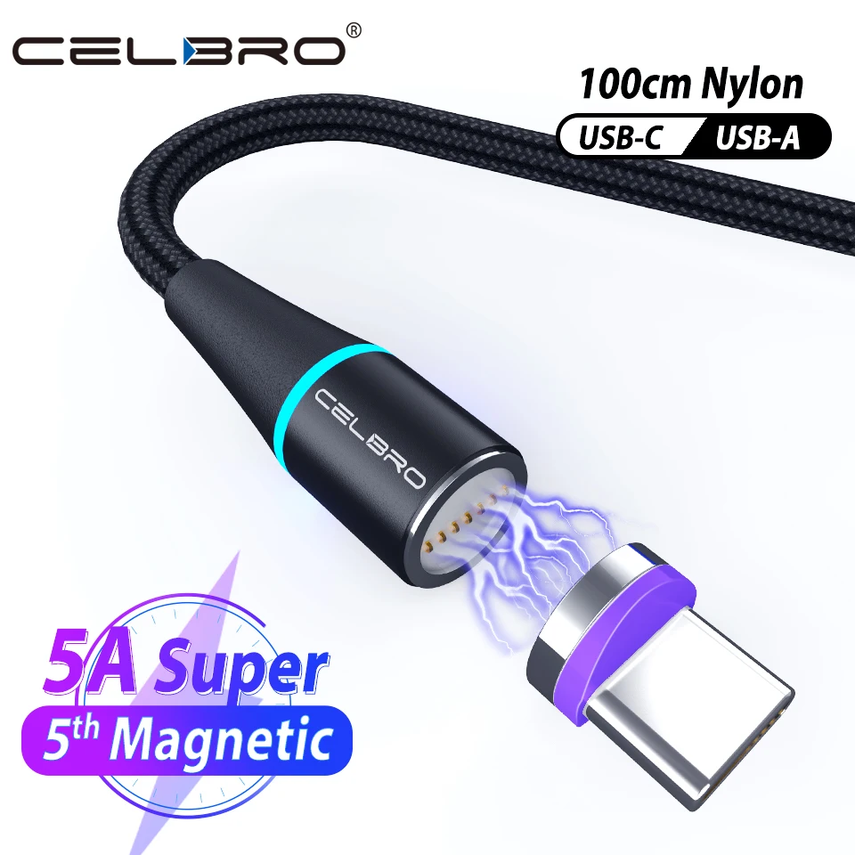 5А Магнитный кабель Micro Usb Type C супер зарядный для телефона 3 в 1 UsbC магнитное