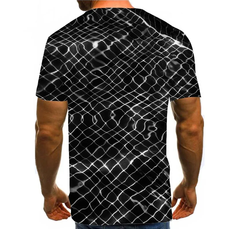 

Men Graphic T Shirts Round Neck 3D Print Short Sleeve Daily Tops Black Wave Point Tees