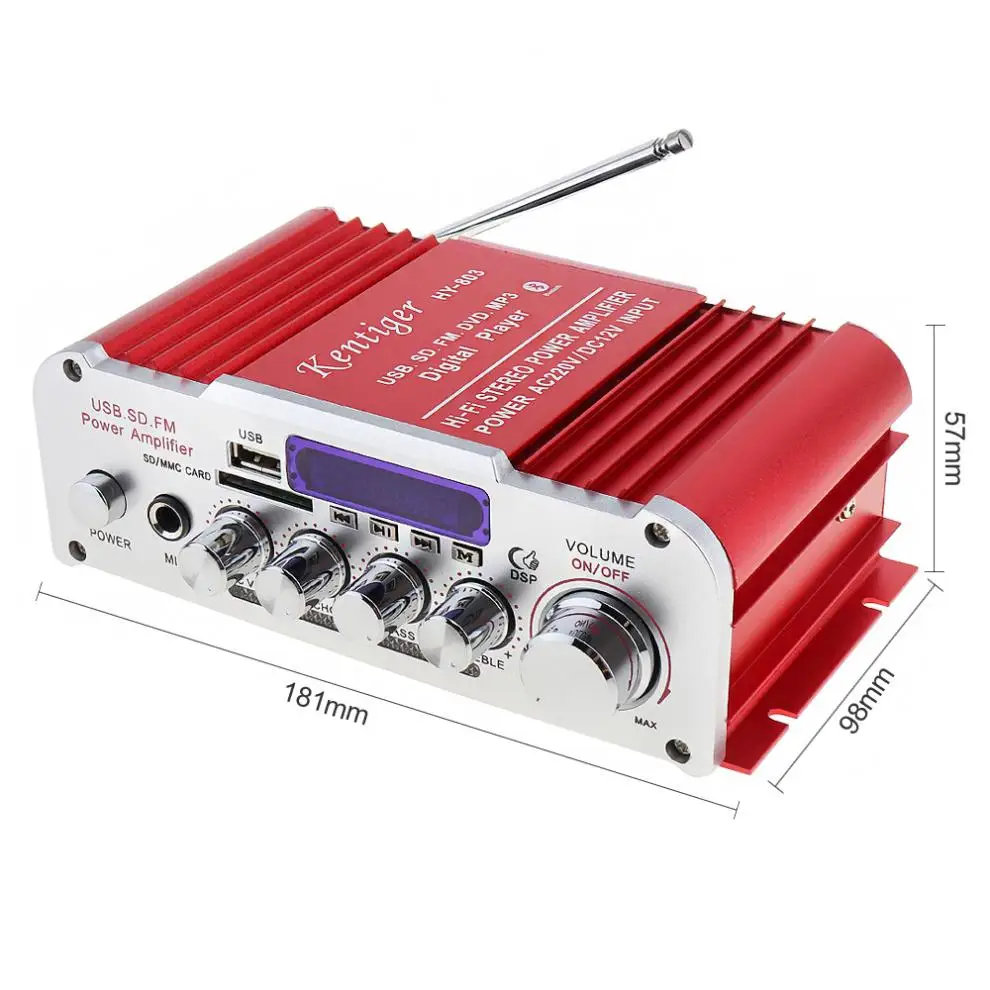 DC 12 В HIFI Bluetooth автомобильный аудио усилитель мощности стерео FM радио плеер