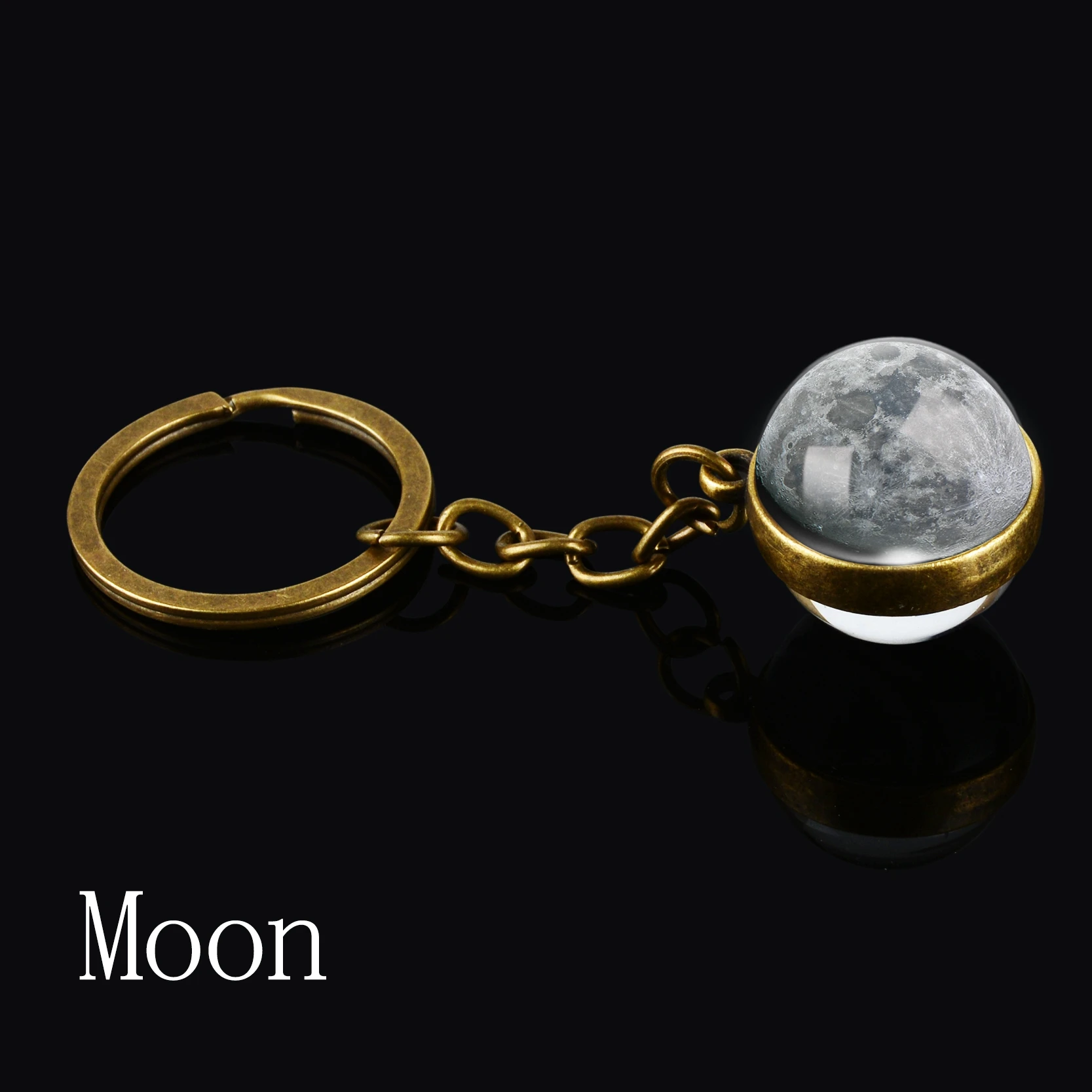 Moon Phase брелок с изображением планеты туманности космические брелки галактика Вселенная Луна земля солнце Марс солнечная система двусторонний стеклянный шар - Цвет: Style 2